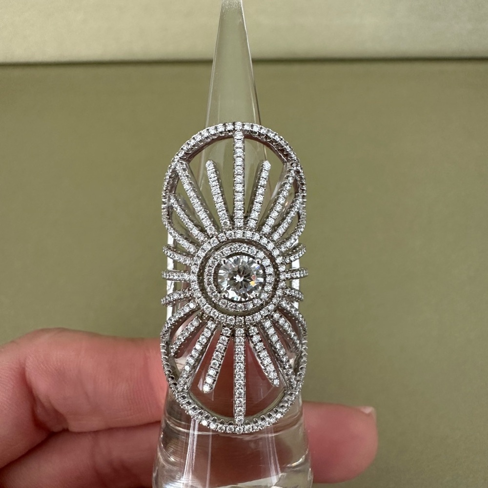 CZ Sunburst Statement Ring
